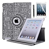 AiSMei Case for iPad 4 (2012), 9.7-inch Rotating Stand Case Cover for Apple iPad A1395, A1396, A1397, A1403, A1416, A1430, A1458, A1459, A1460, Bonus Stylus Film, Mix Color 3