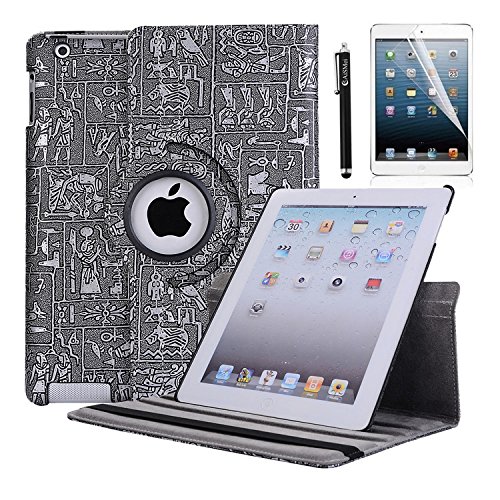 AiSMei Case for iPad 4 (2012), 9.7-inch Rotating Stand Case Cover for Apple iPad A1395, A1396, A1397, A1403, A1416, A1430, A1458, A1459, A1460, Bonus Stylus Film, Mix Color 3