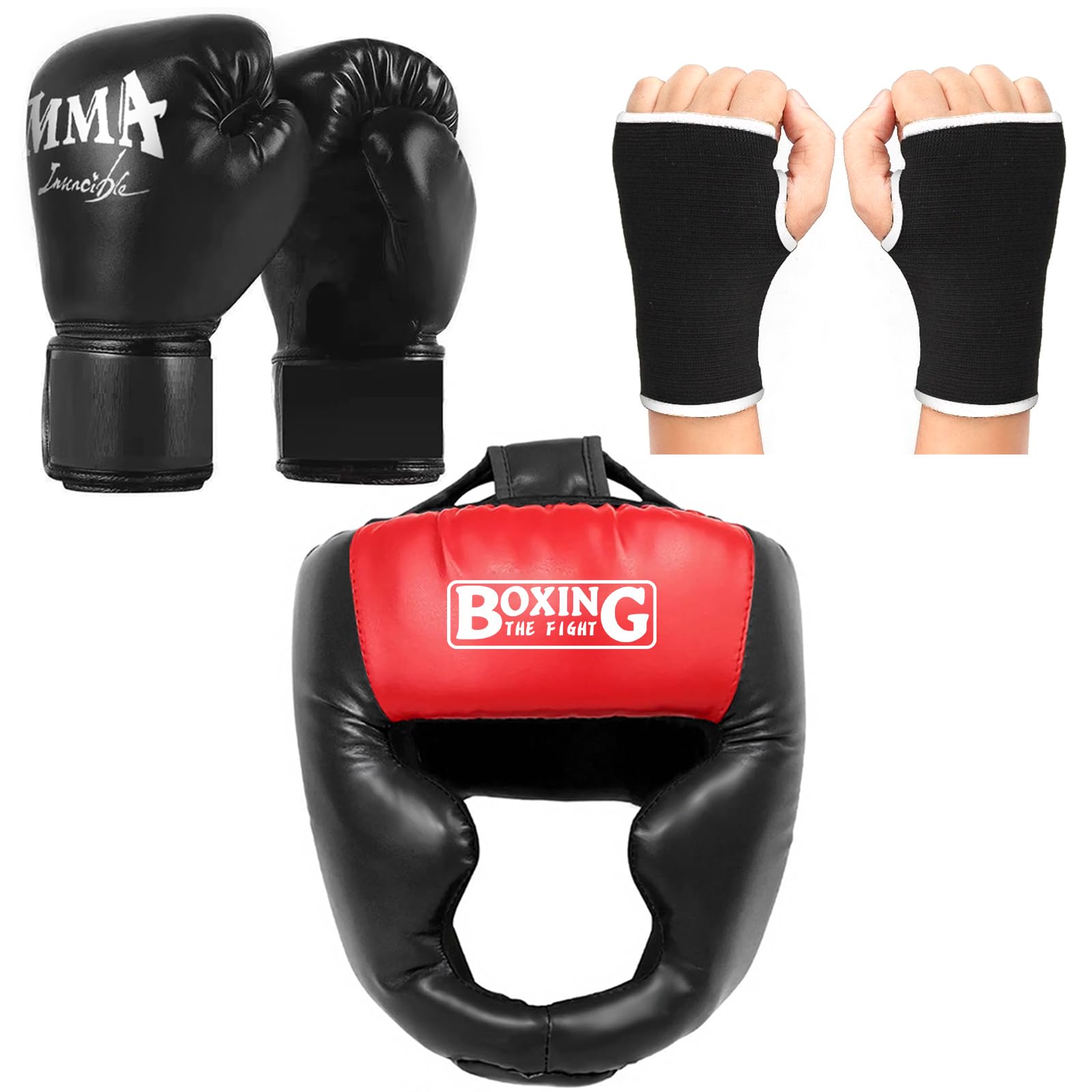 Photo 1 of ***(BOXING GLOVES ONLY/ MISSING PARTS)***Boxing Headgear, Boxing Head Gear Sparring Safety Head Guard with Gloves, Protective Gear Helmet for Sparring MMA Muay Thai Kick Brace Gear for Adult Kids