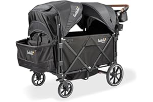 Larktale Caravan V3, Byron Black - Stroller/Wagon for Kids & Babies - Seats 2 Passengers or 200 lbs. Total Weight Capacity. - Reclining Seats, Sun Canopies, Height-Adjustable Handlebar - 2024 Version