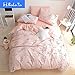 BuLuTu Flamingo Queen Duvet Cover Pink Cotton for Teen Girls Women,Cute 3 Pieces Kids Bedding Sets Zipper Closure with Corner Ties,Queen Duvet Cover Set,Lightweight,Durable,No Comforter