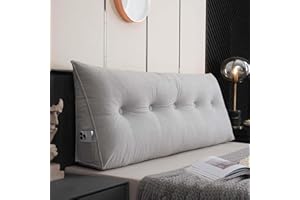Lilvduybz Triangular Wedge Headboard Pillow, 59" x 8" x 20" Large Headboard Pillow with Side Storage Pocket, Backrest Reading