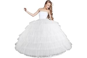 QmjdDymx Petticoat Skirt, Petticoat Skirt 6 Hoops Underskirt Tulle 43 Inch Long Petticoats for Women Under Dress Adjustable B