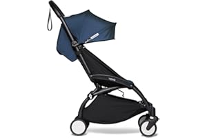 BABYZEN YOYO2 Stroller - Lightweight & Compact - Includes Black Frame, Air France Blue Seat Cushion + Matching Canopy - Suitable for Children Up to 48.5 Lbs