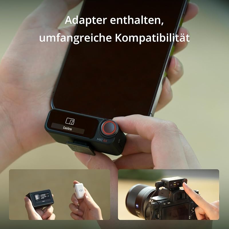 Mic 2 (1 Sender + 1 Empfänger), kabelloses Mikrofon mit intelligenter Rauschunterdrückung, interne 32-Bit-Float-Aufnahme, optimierter Sound, 250 m Reichweite, Mikrofon für iPhone, Android