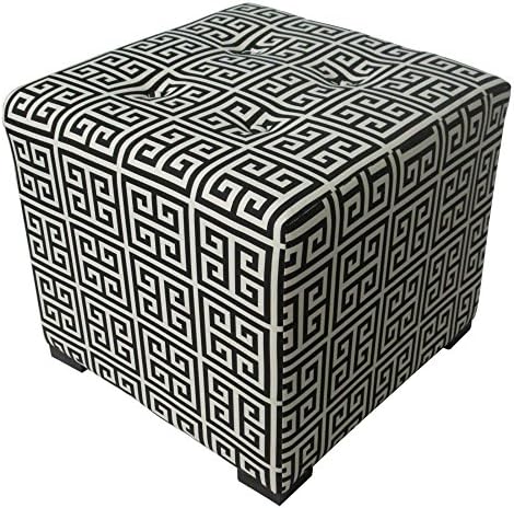 Sole Designs Contemporary Towers Design Merton Collection Black Button Tufted Upholstered Square Ottoman