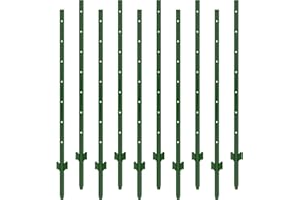 BAVNNRO Fence Posts 6 Feet, Pack of 10, 3-4-5-6-7Ft Metal Fence Post, Heavy Duty Garden Fence Post, Steel Fence Post with U-Channel, No Dig Steel U Post Fencing for Lawn Garden Wire Mesh Fence Poles Sign