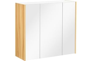 kleankin Wall-Mounted Medicine Cabinet, Bathroom Mirror Cabinet with 3 Doors and Adjustable Storage Shelves, White
