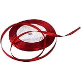 Solid Color Satin Ribbon 1/4",25yds (Dark red)