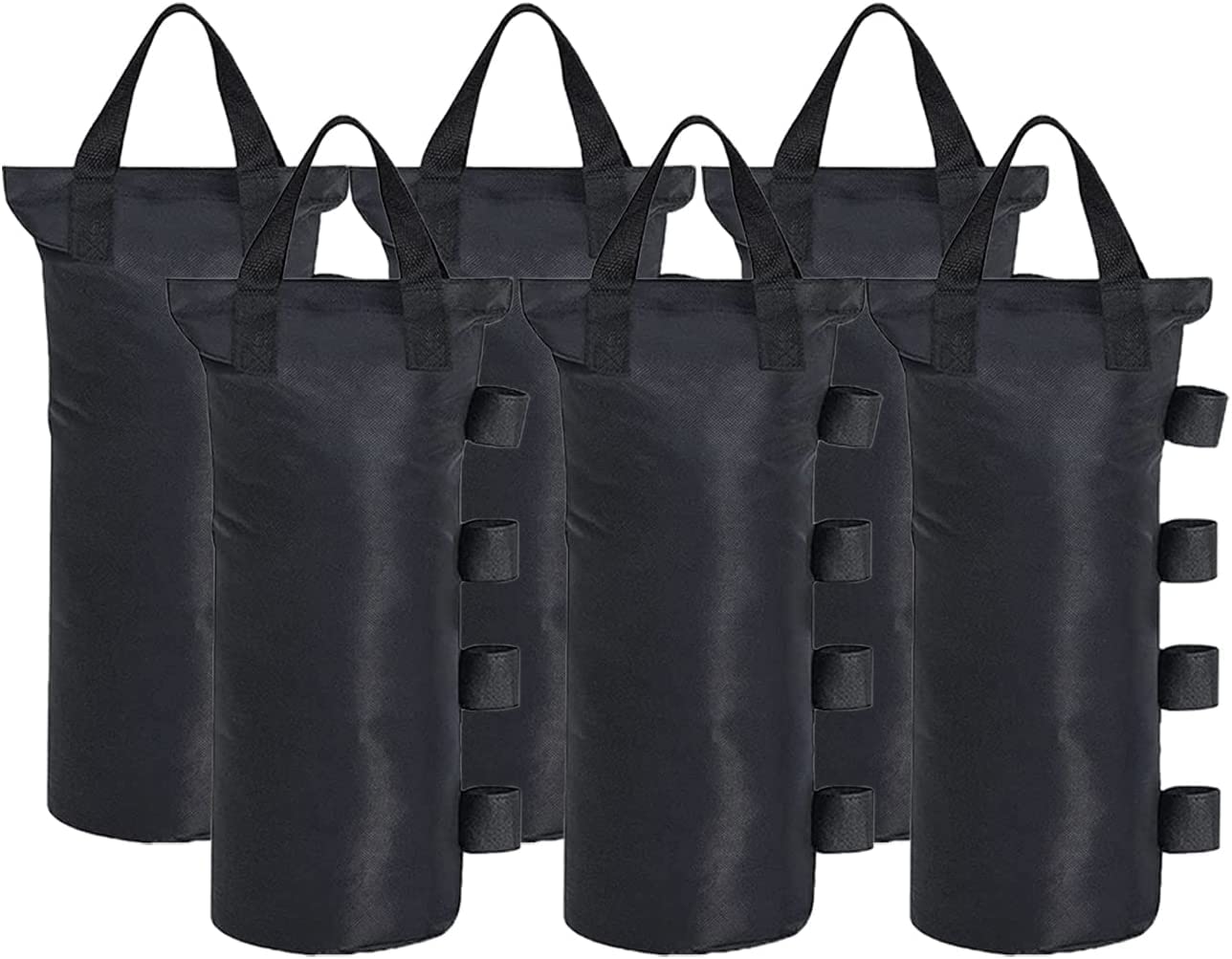 CACTIYE Canopy Weight Bags for Pop Up Canopy Tent, Sand Bags Leg Weights for Instant Outdoor Sun Shelter - 6PCS-7.6x20 INCH, Black
