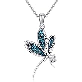 UCADRIT Turquoise Dragonfly Necklace Sterling Silver Dragonfly Pendant Mother's Day Christmas Turquoise Jewelry for Women Mom