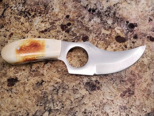Knife and Leather Sheath Combo Deal - Fixed Blade 3.5" Stainless Steel Short Skinning Hunting Knife Concealed Carry Scout Carry Quickdraw Sheath