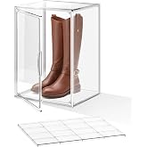 -Large Clear Stackable Acrylic Display with Lid &amp; Magnetic Door - 2-Tier Adjustable Shoe Box Case 11.8'' X 9.8'' X 15.7''Organizer for Boot, Sneakers, Collectibles, Figures, Purses | 1-Pack