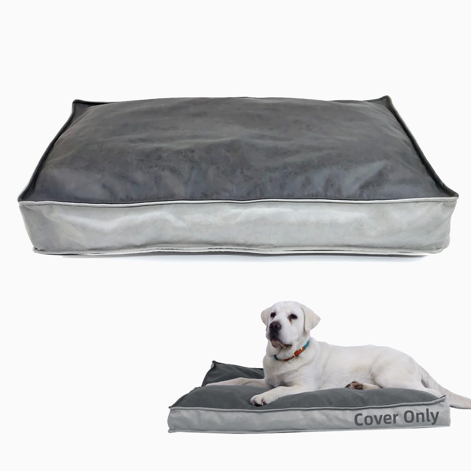 Photo 1 of LYUND Dog Bed Cover, Comfortable and Quiet Dog Bed Covers for Pet Mat Bed,Washable Removable Cover?Faux Leather Pet Nest, 36" L x 27" W x 3" H ?Cover Only