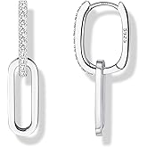 MILACOLATO 925 Sterling Silver Hoop Earrings for Women 18K Gold/Rhodium Plated Drop Dangle Hoop Earrings with Charms Cross Spike Moon Star Paperclip Link Statement Earrings Convertible Link Huggie Earrings Hypoallergenic