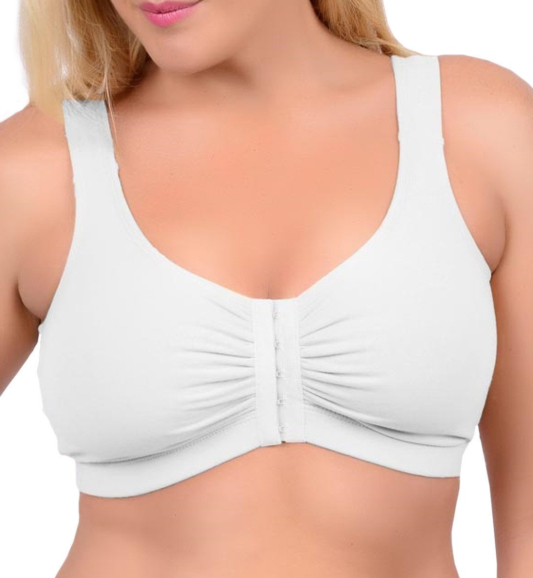 QTIntimates Women's Front Hook Pocket Bra - Front Closure Maternity Lingerie - White, 42