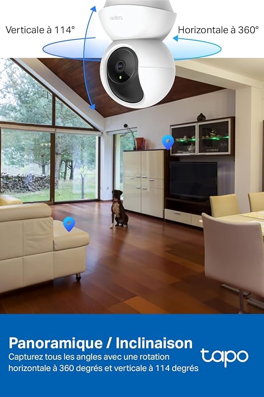 1080P Camera Interieur WiFi 360° Connectée Lot de 2,C200P2