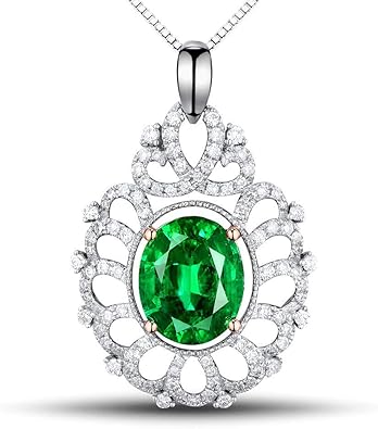 Amazon Lanmi 計3 86 Ct 大粒 天然エメラルド ダイヤモンド ネックレス ペンダント K18 ホワイトゴールド レディース 婚約 結婚 記念日 プレゼント ギフト ネックレス 通販