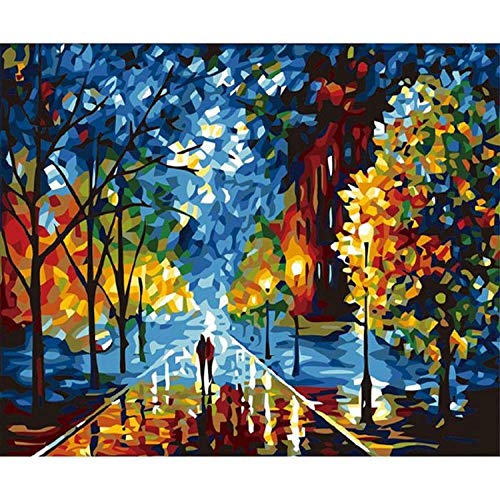 Toria Arts & Crafts DIY Painting by Numbers on canvas with (40x50cm) frame, Romantic couple with trees