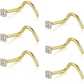 Briana Williams 20G Nose Screw Studs - Surgical Steel Nose Rings, 1.5mm, 2mm, 2.5mm CZ Inlaid Opal Nostril Piercing Jewelry