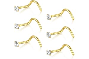 Briana Williams 20G Nose Screw Studs Surgical Steel Nose Rings Piercing 1.5mm 2mm 2.5mm CZ Inlaid Opal Nostril Nose Piercing 