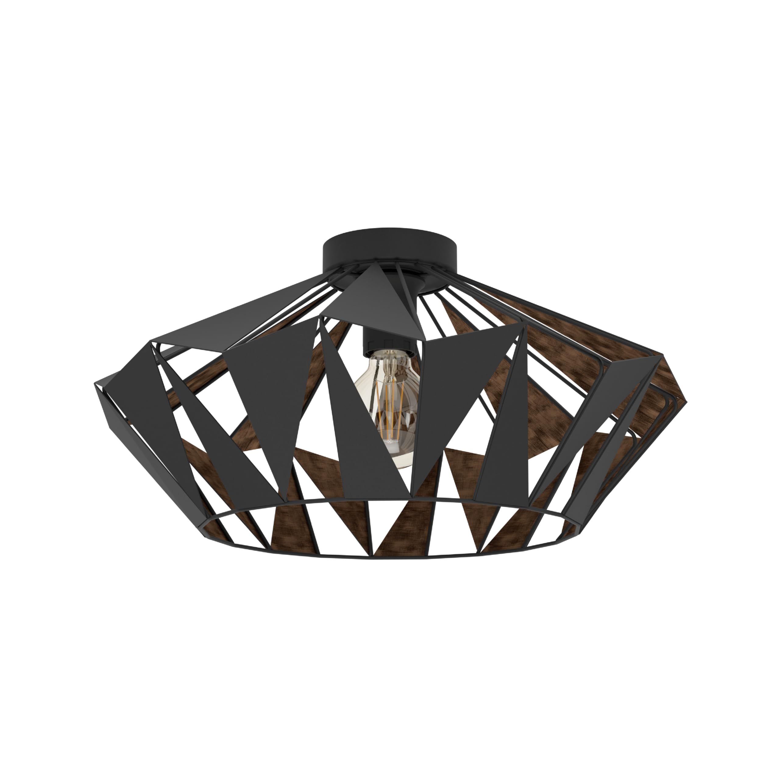 Eglo Flush Ceiling Light Carlton6, Vintage, Industrial and Retro Design, Living Room, Kitchen and Hallway lamp, Black Steel and Copper, E27 Socket