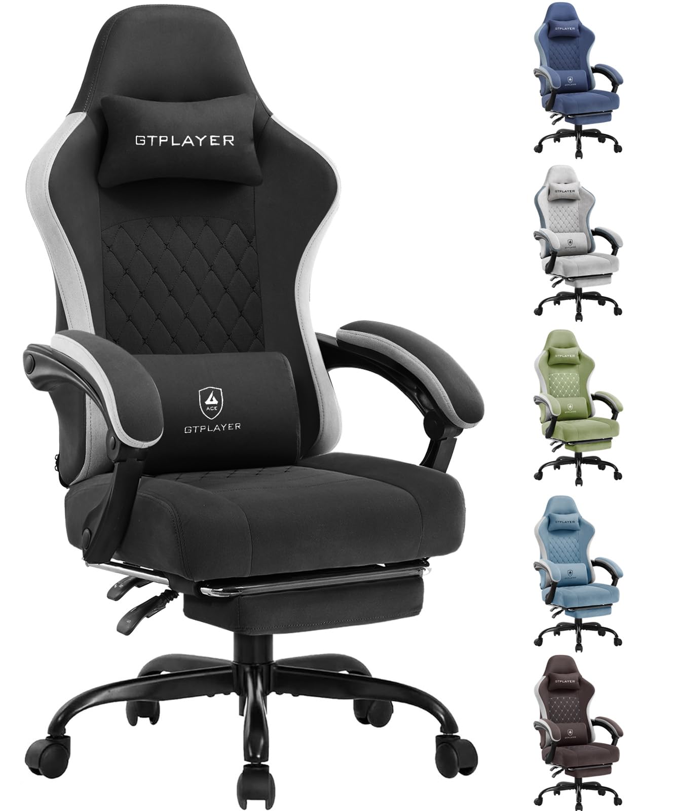 GTRACING ゲーミングチェア ファブリック デスクチェア オットマン 椅子 イス テレワーク 【ポケットコイル採用】 腰痛対策 pcチェア 蒸れない ソファーの座り心地 【安心の非再生ウレタン採用】『ダイア調に蝶の刺繍のデザイン』LR002新シリーズ商品画像