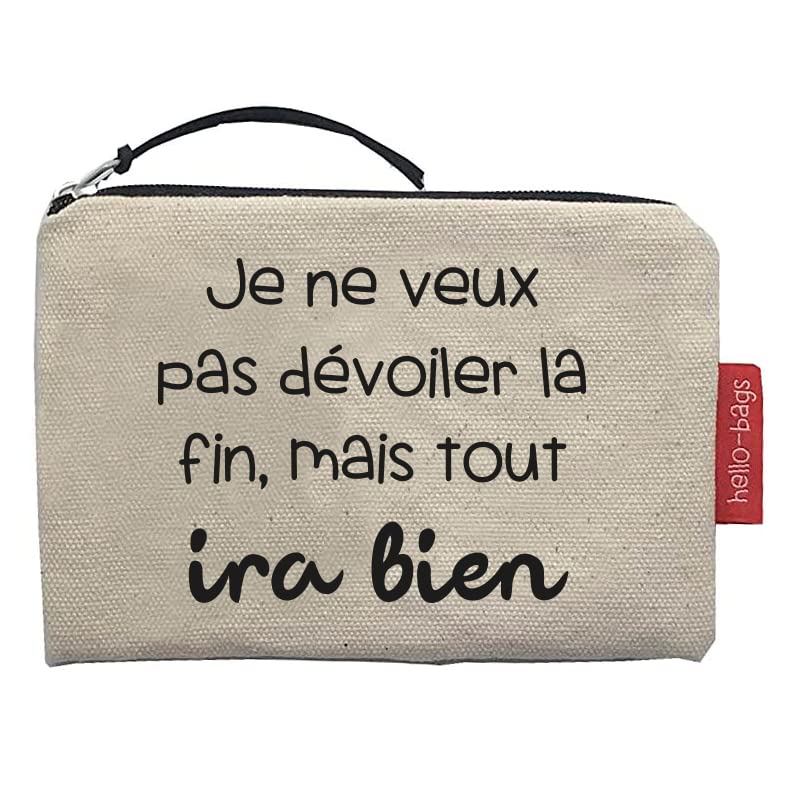 Hello-Bags. Purse Bag/Wallet/Card Holder. Outer: 100% Cotton. with Zip and Inner Lining. Includes Kraft Gift Envelope. Model: JENEVEUX. Colour: Ecru/Black. 14 x 10 cm., Ecru, Contemporary