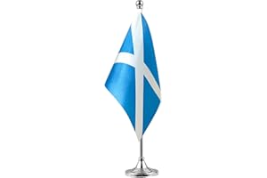 GentleGirl.USA Scotland Table Flags,Stick Small Mini Scot Flag Office Desk Flag on Stand with Stand Base, International Festival Decoration,Scotsman Theme Party Decoration,Home Desk Decoration
