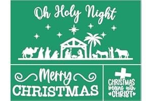 JAJADO JAAJDO Christmas Begin with Christ Silk Screen Stencils Holy Family Mesh Stencils Christmas Stencils Reusable Self Adhesive Stencils Christmas Decorations for Home/Window Decor/Hand Towels