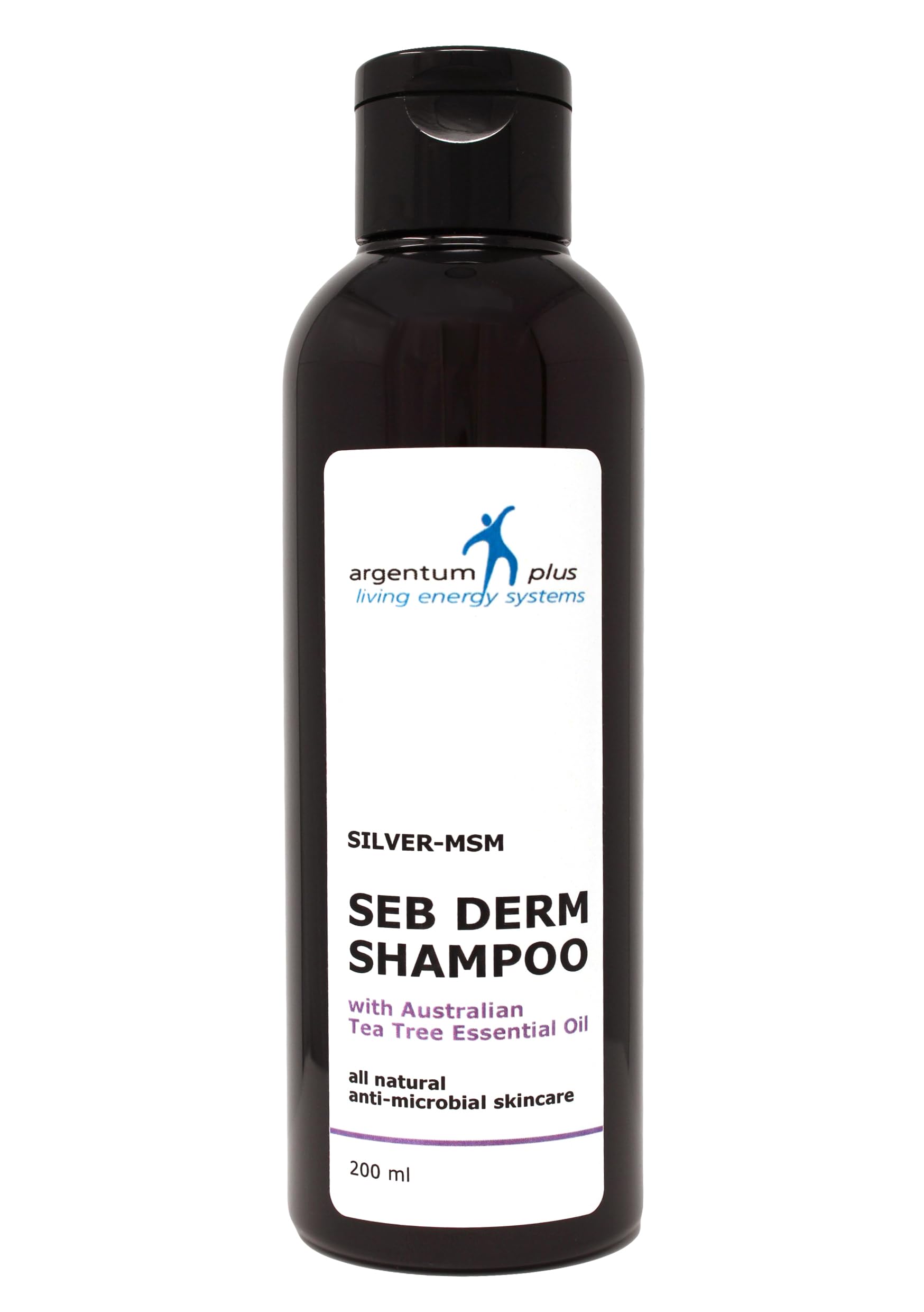 argentum plus - Silver-MSM Seb Derm Shampoo with Australian Tea Tree 200 ml | For skin prone to seborrheic dermatitis