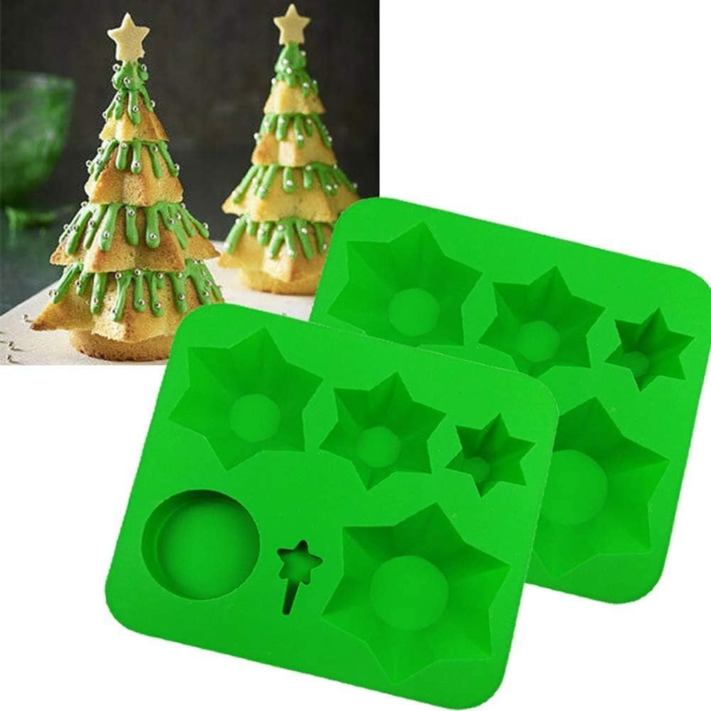 2 Pcs Christmas Tree Cake Mould Create Multi Layered 3d Christmas Tree Cakes Diy Christmas Tree Silicone Cake Chocolate Baking Mould Ice Cubes Tray Jelly Wax Mould Amazon Co Uk Kitchen Home
