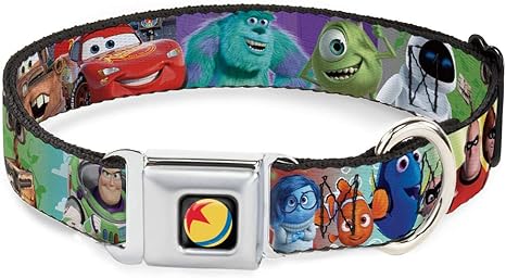 Amazon Com Dog Collar Seatbelt Buckle Disney Pixar 7 Movie Character Collage 13 To 18 Inches 1 5 Inch Wide Pet Supplies