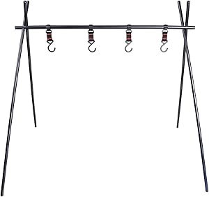 Yoler Camping Tripod Grill for Cooking, Clothing Drying Rack, Foldable Portable Hanger, Aluminum Alloy Campfire Stand for Backyard Camping Picnic with Storage Bag