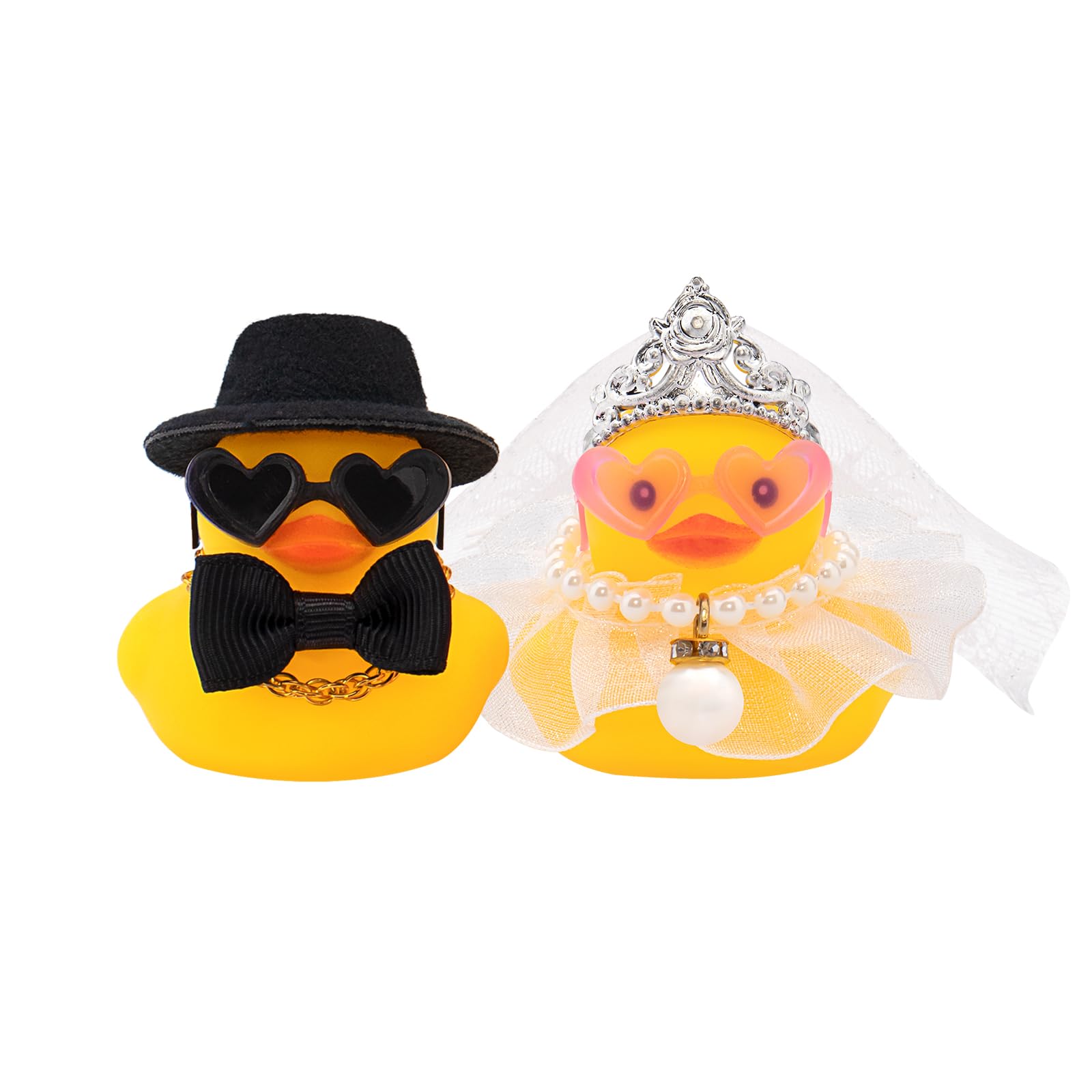 Photo 1 of wonuu Pair Set of 2 Bride and Groom Rubber Ducks for Wedding Favors, Party Favors, Ceremony Gift Set, Marriage Souvenir, Marry Blessings, Aniversary Present, White Dess with Veil&Soft Top Hat