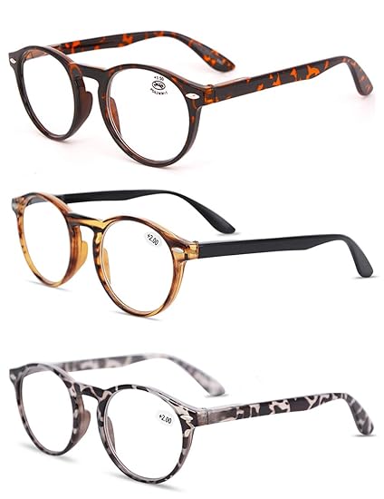 VEVESMUNDO® Lesebrillen Damen Herren Retro Runde Lesehilfe Sehhilfe Arbeitsplatzbrille Nerdbrille Hornbrille mit Stärke Schwa