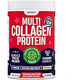 anocin Multi Collagen Peptides w/Prebiotic + Probiotics + Type I, II, III, V, X + Hydrolyzed Collagen Powder w/Vitamin C+D3+B7+K2+E Hyaluronic Acid, Supports Skin Hair Nail Joint, Grass-Fed, Non-GMO