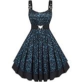 ROSE GAL Women Plus Size 1950s Vintage Floral Lace Jacquard Belt Fit and Flare Dress Cocktail Party Dress