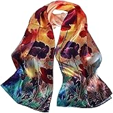 100% Mulberry Silk Scarf for Women Neck Oblong Headscarves Long Floral Print Lightweight Silk Wraps Shawls 67"*20"