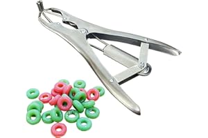 Goat Banding Kit Stainless Steel Castration Banding Tool with 100 Castrator Rings 8.3x4.1 inch Balloon Expander Pliers Goat K