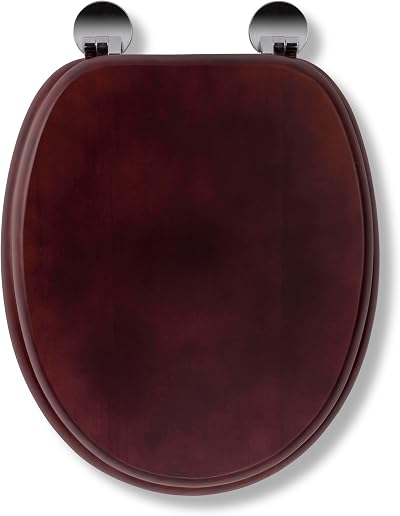 Croydex Davos Flexi-Fix Wooden Toilet Seat Mahogany with Adjustable Hinges