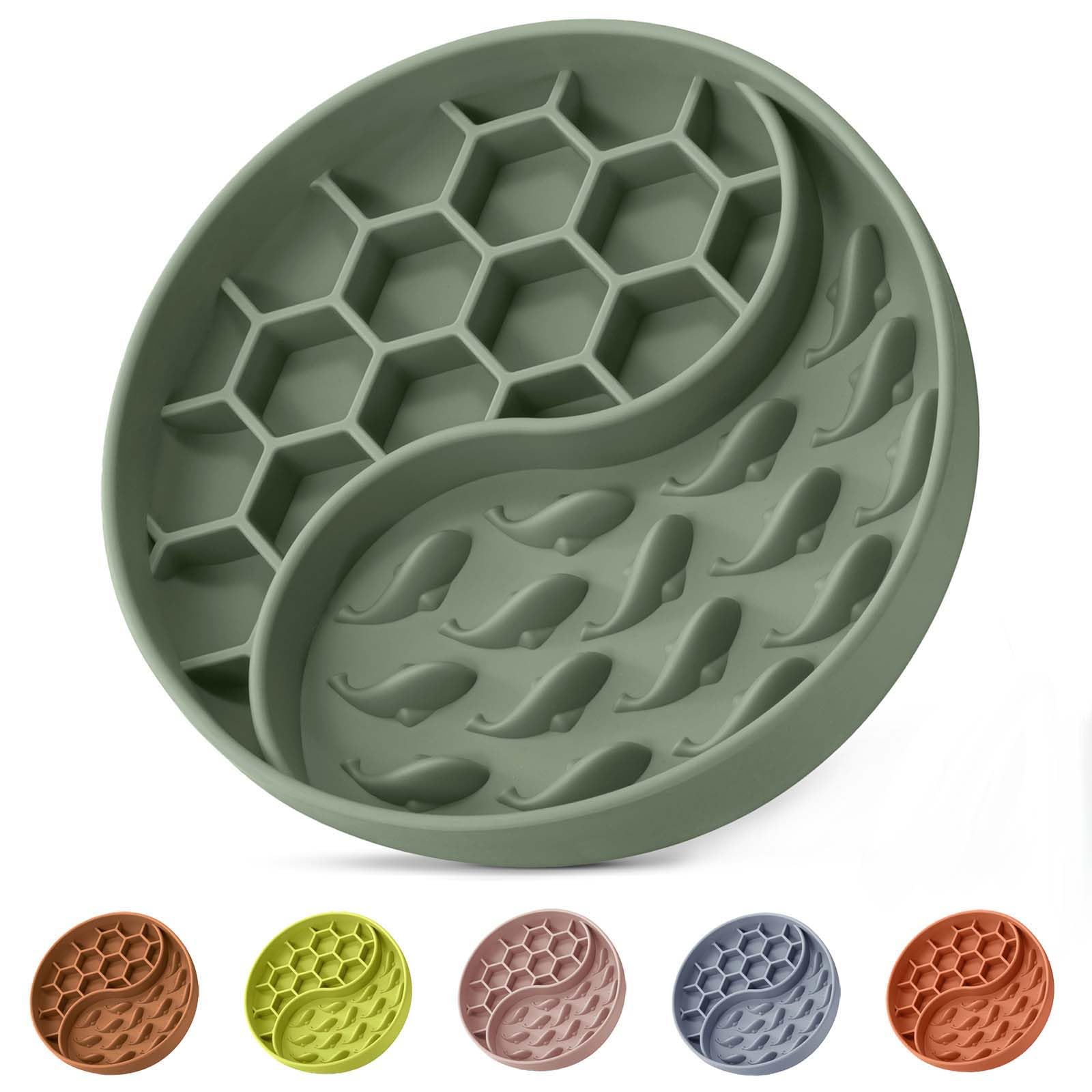 Photo 1 of ZOURYNUA Slow Feeder Dog Bowls, Silicone Pet Food Bowls with Suction Cups, Non-Slip Dog Feeding Slow Down Pet Eating Speed for Fast Eaters, Anxiety Relief & Fun Added (Green)