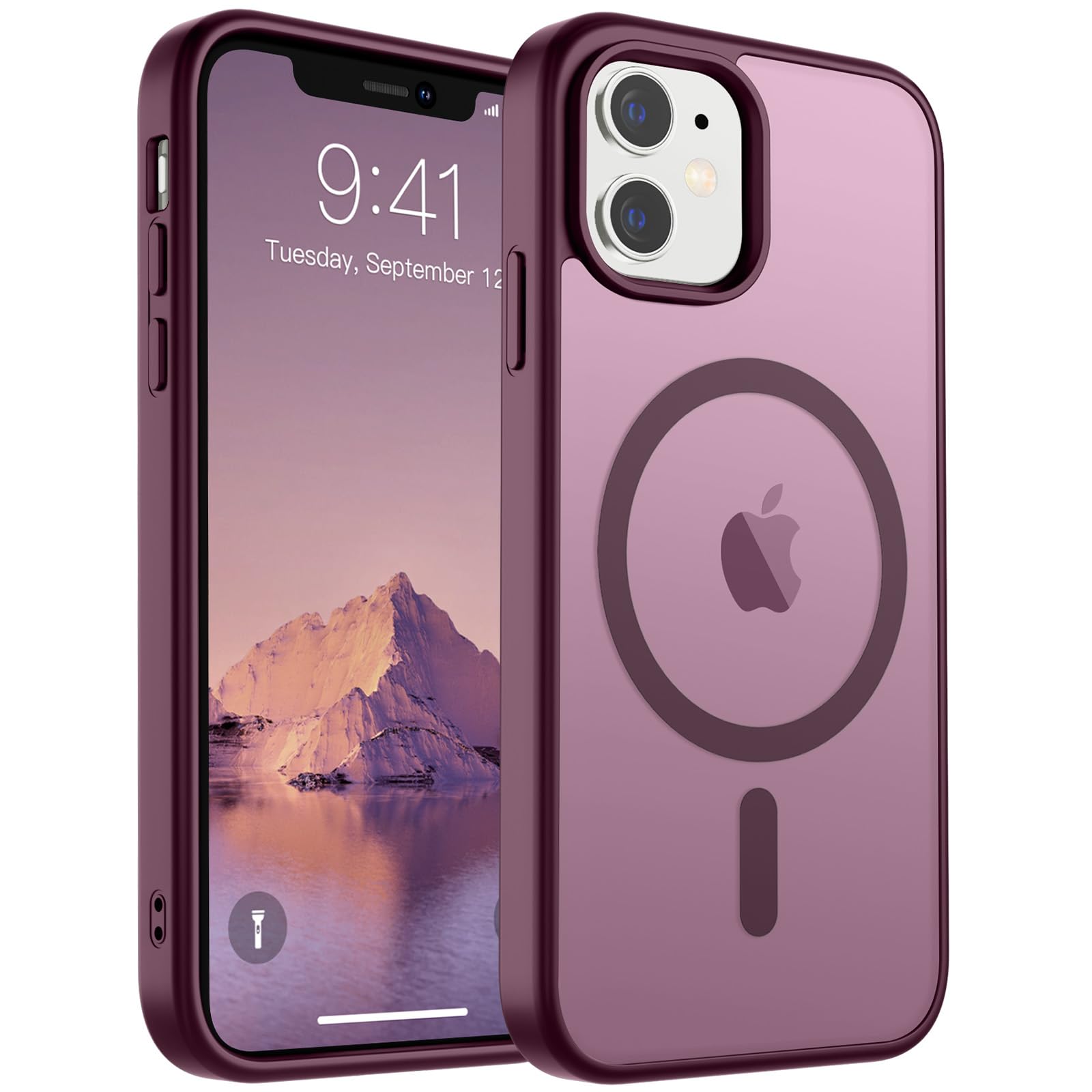 Photo 1 of SUPFINE Magnetic for iPhone 11 Phone Case (Compatible with MagSafe)(Military Grade Drop Protection) Translucent Matte Shockproof Phone Case,Wine Red