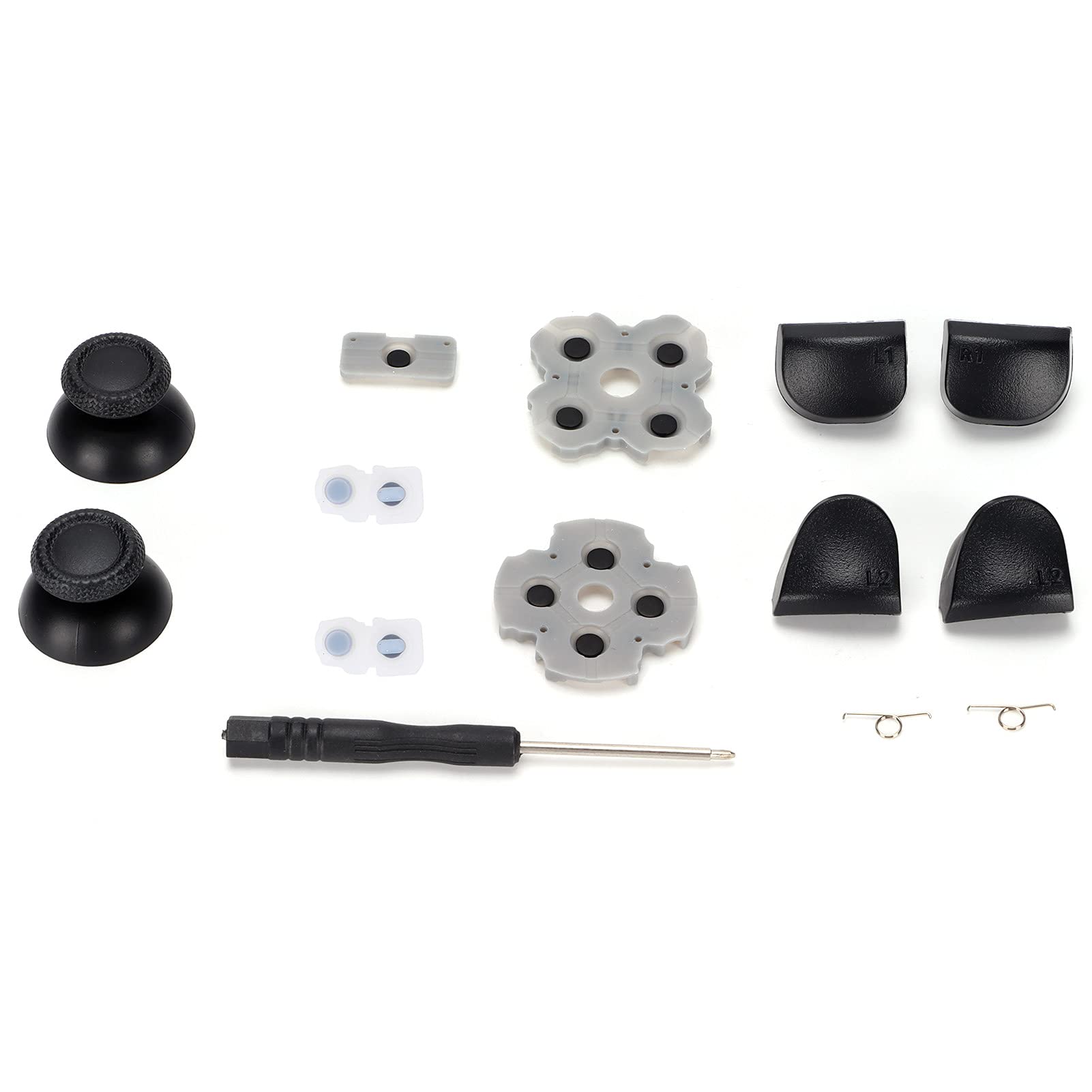 PS5 Controller Replacement Parts Kit for PS5 Handle Conductive Rubber Pad Rocker + 3D Plastic Cap + L12 Replacement Buttons Set Repair Kit