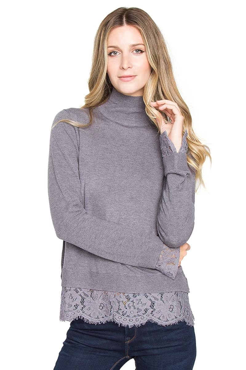 Sweaters Sugar Lips Zola Mock Neck Lace 