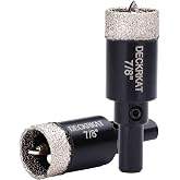 7/8 Inch Diamond Hole-Saw Bits with Pilot Drill Bit - 2pc 7/8" Diamond Tipped Tile Hole Saws with Guiding Bit Accurate Drilling for Porcelain Tile Ceramic Pottery Granite Stone Glass Bottles 22mm
