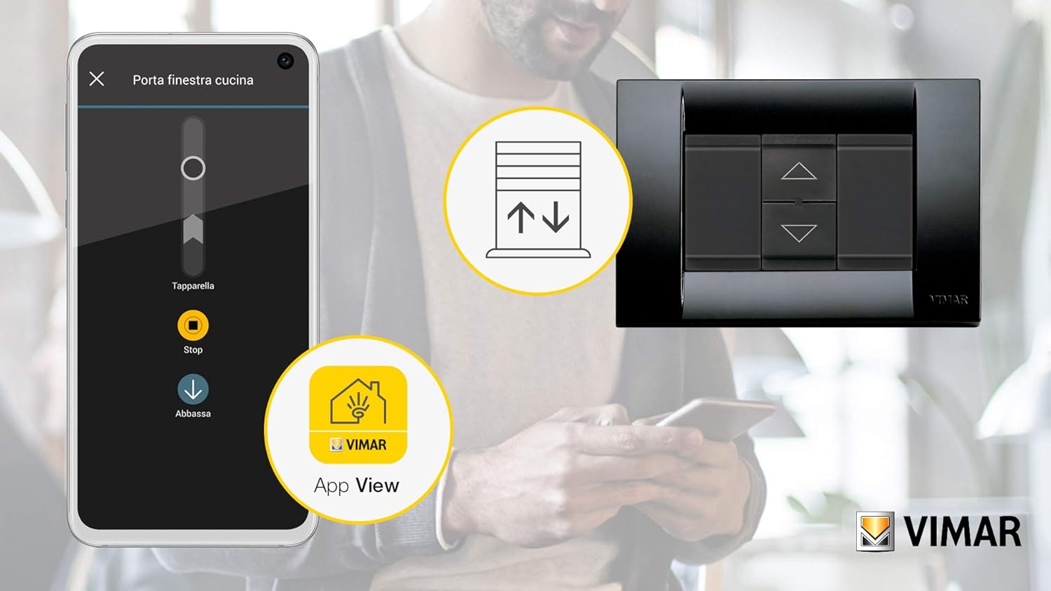 Vimar 16494 Idea View Wireless Connected Control with Relay Output, for Roller shutters with Adjustable slats Remote Control - Image 3