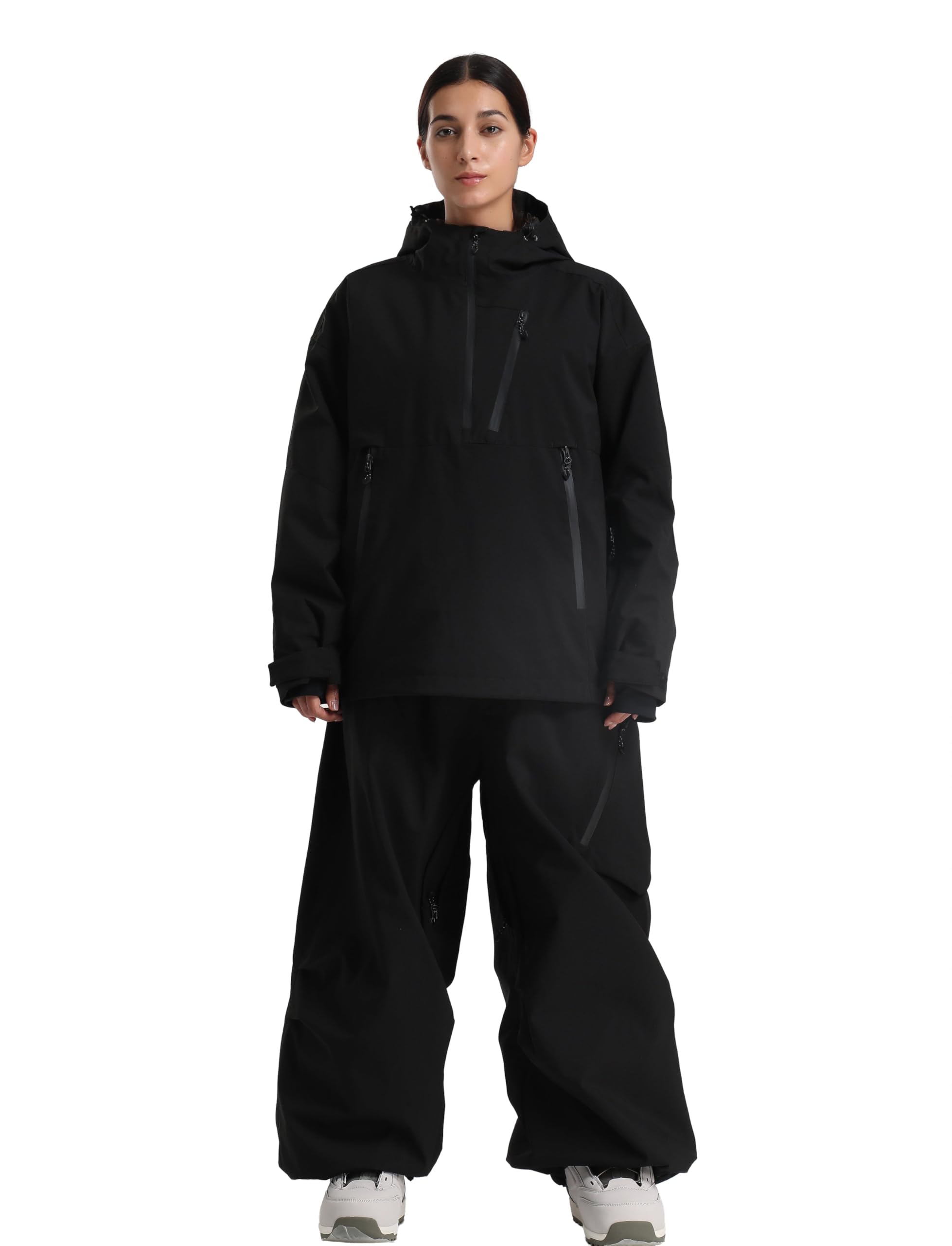 Photo 1 of GSOU SNOW Women's Ski Jacket and Pants Set Baggy Snowboard Jacket Snow Suit Waterproof Windproof Hooded Coat M