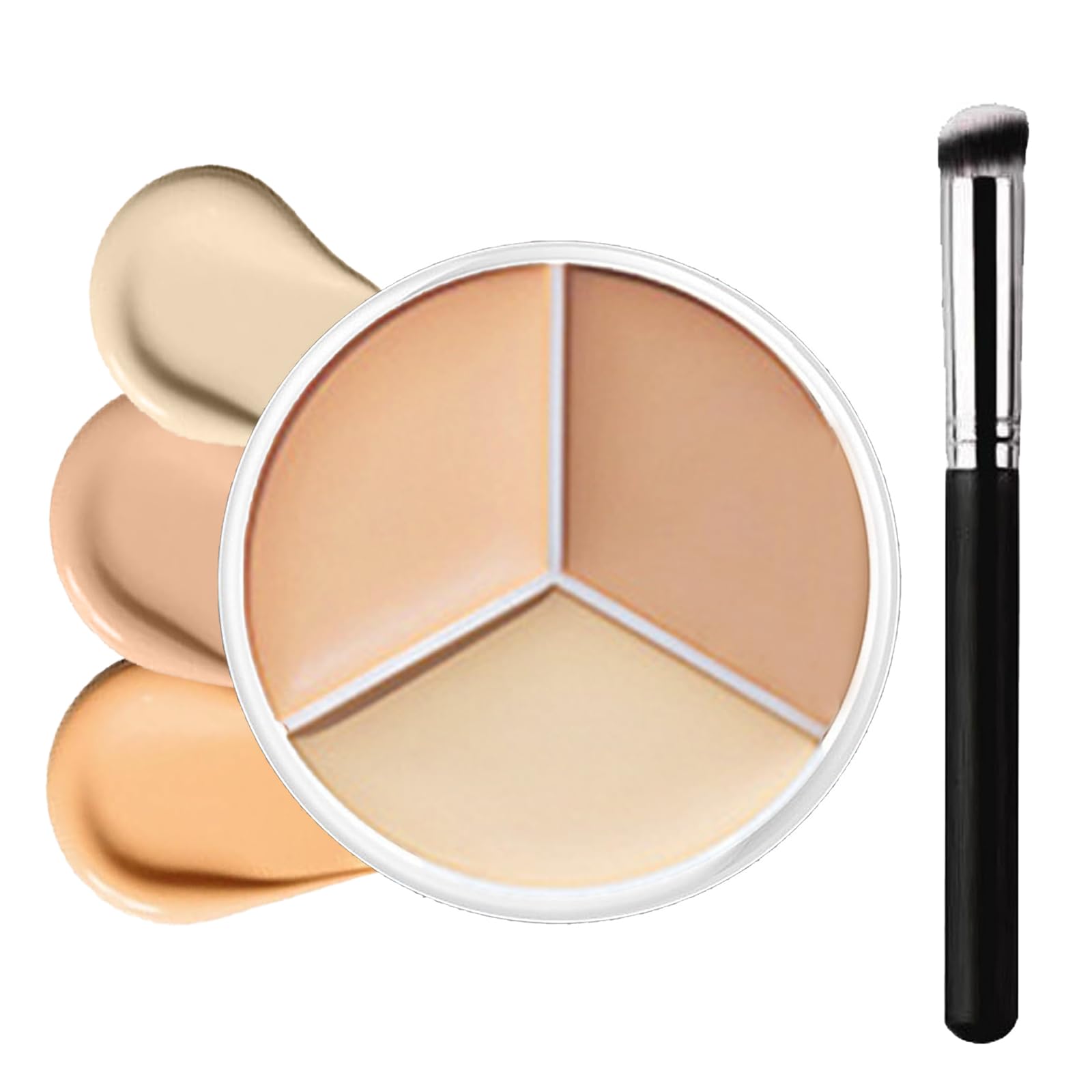 Cream Concealer Full Coverage Palette, 3 Colour Concealer Makeup Palette Blendable Shades, Corrects Dark Circles Red Marks Scars, Waterproof Concealers Stick Highlight Contour Concealers