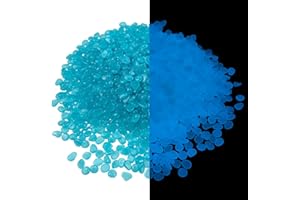 AJUWAA Glow Pebbles, 840 pcs Blue Glowing Rocks, Small Glow in The Dark Stones for Outdoor Decor, Garden Lawn Yard, Luminous Pebbles for Landscaping, Walkway Pathway, Aquarium Fish Tank Rocks